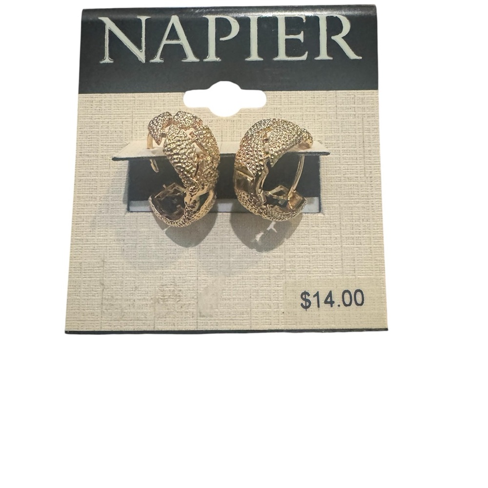 Napier Gold Textured Hoop Earrings
